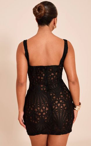 Black Robe Mini Moulante En Dentelle À Encolure Carrée | Taille 34 - PrettyLittleThing - Modalova