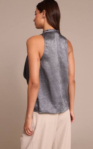 Charcoal Blue Haut Long À Col Bénitier En Satin Texturé | Taille 32 - PrettyLittleThing - Modalova