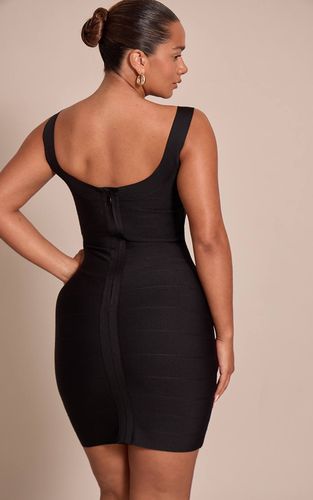 Black Robe Moulante Mini À Encolure Dégagée Effet Bandage | Taille 42 - PrettyLittleThing - Modalova