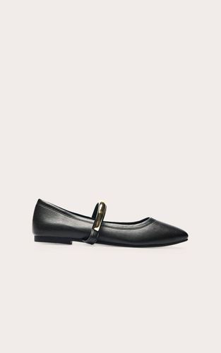 Black Ballerines À Bout Carré En Synthétique Souple Avec Bride Argentée | Taille 36 - PrettyLittleThing - Modalova