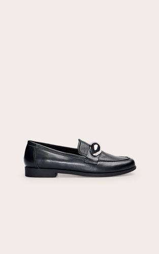 Black Mocassins À Bout Carré En Synthétiquecuir Avec Bordure Dorée | Taille 36 - PrettyLittleThing - Modalova