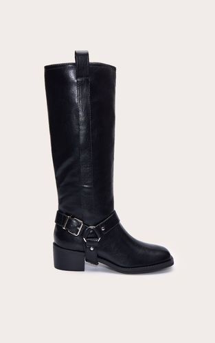 Black Bottes Hautes À Détails Boucles Effet Croco Verni | Taille 36 - PrettyLittleThing - Modalova