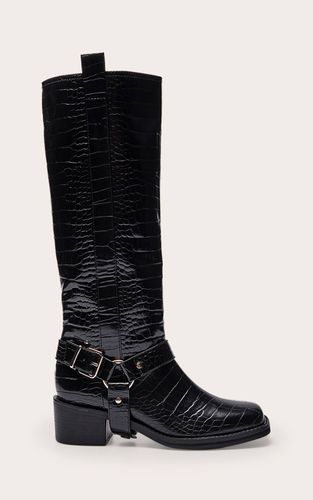 Bottes Hautes À Détails Boucles Effet Croco Verni | Taille 36 - PrettyLittleThing - Modalova