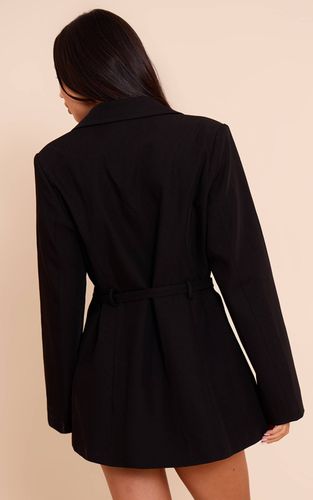 Black Robe Blazer Ajustée Tissée | Taille 32 - PrettyLittleThing - Modalova