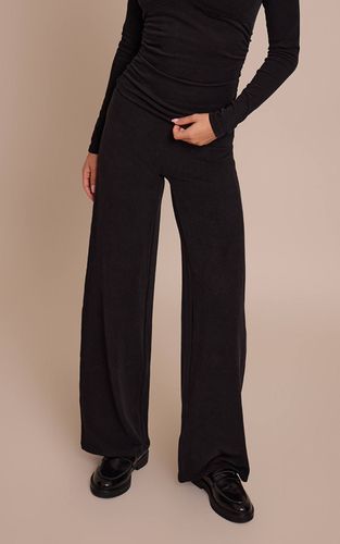 Black Pantalon De Détente Droit Taille Basse En Coton Doux | Taille XL - PrettyLittleThing - Modalova