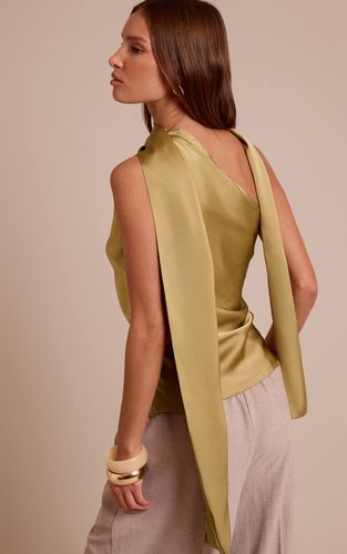 Olive Top En Satin À Détail Foulard Asymétrique | Taille 42 - PrettyLittleThing - Modalova
