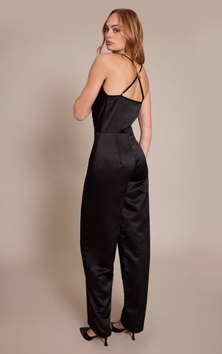 Black Combinaison Dos Croisé Col Bénitier En Satin | Taille 42 - PrettyLittleThing - Modalova