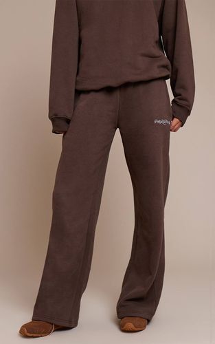 Brown Pantalon De Jogging Droit En Molleton De Coton | Taille XL - PrettyLittleThing - Modalova