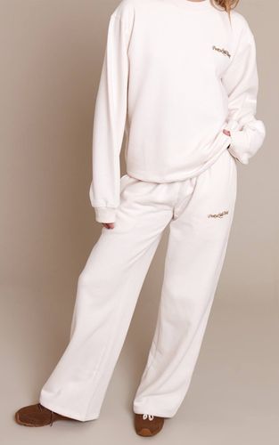 Cream Pantalon De Jogging Droit En Molleton De Coton | Taille XL - PrettyLittleThing - Modalova