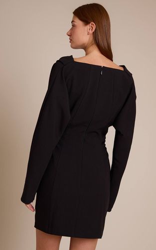 Black Robe Ajustée Tissée À Col Drapé | Taille 42 - PrettyLittleThing - Modalova