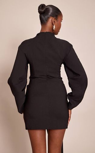 Black Robe Mini Moulante À Manches Cocon Et Détail De Garniture | Taille 32 - PrettyLittleThing - Modalova