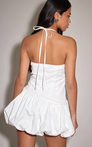 White Robe Mini Boule Bouffante Tissée À Col Licou | Taille 38 - PrettyLittleThing - Modalova