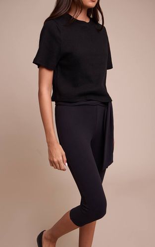 Black Capri Ultra Doux Avec Détail Taille Enveloppante | Taille 44 - PrettyLittleThing - Modalova