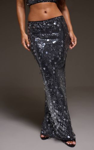 Black Ensemble Jupe Longue Taille Haute À Paillettes | Taille 32 - PrettyLittleThing - Modalova