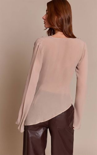 Stone Blouse En Mousseline À Col Bénitier Et Décolleté Plongeant | Taille 32 - PrettyLittleThing - Modalova