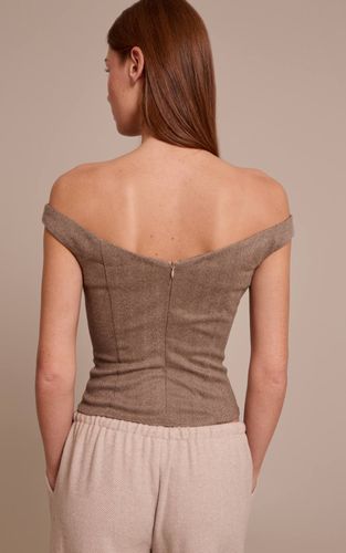 Brown Haut Long Ajusté À Chevrons | Taille 42 - PrettyLittleThing - Modalova