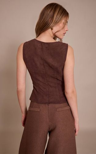 Brown Haut Long Ajusté En Synthétique Avec Découpes | Taille 42 - PrettyLittleThing - Modalova