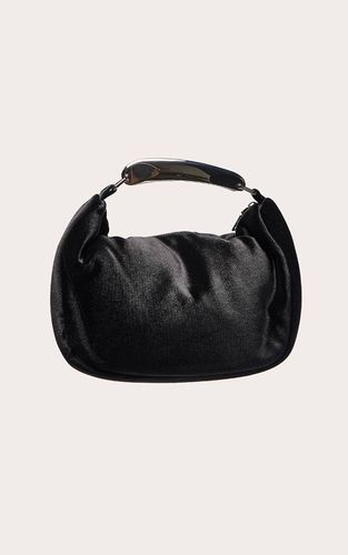 Black Sac À Main En Velours À Poignée Abstraite Argentée - PrettyLittleThing - Modalova