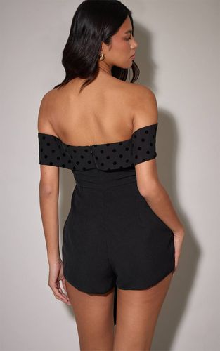 Black Combi-short Tissée Avec Nœud En Velours Contrasté | Taille 42 - PrettyLittleThing - Modalova