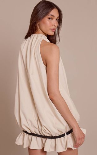 Cream Robe Ballon Ceinturée | Taille 42 - PrettyLittleThing - Modalova