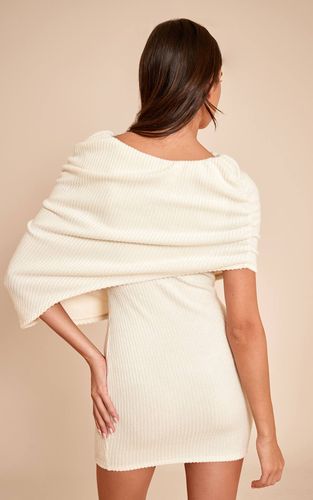 Cream Robe Moulante Côtelée Brossée Avec Détail Superposé | Taille 42 - PrettyLittleThing - Modalova