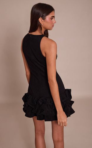 Black Robe Droite À Volant En Faux Suède | Taille 42 - PrettyLittleThing - Modalova