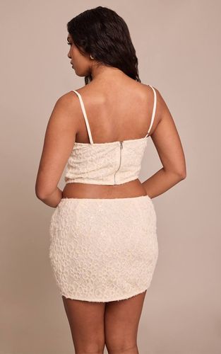 Cream Top Corset Floral Texturé Shape | Taille 42 - PrettyLittleThing - Modalova