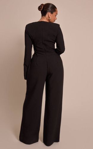 Black Combinaison Pantalon Large Ajustée Shape À Boutons Martelés | Taille 42 - PrettyLittleThing - Modalova