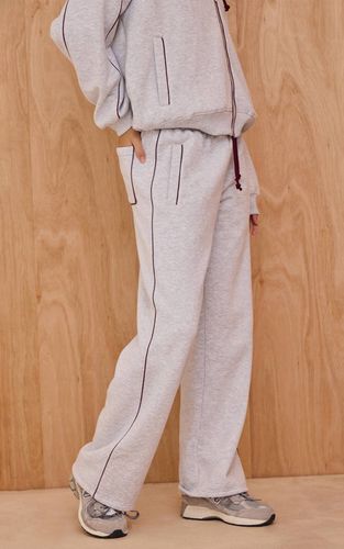 Ash Grey Jogger Droit À Cordon De Serrage Avec Coutures Contrastées | Taille XL - PrettyLittleThing - Modalova