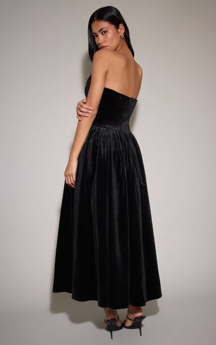 Black Robe Longue Bustier En Velours | Taille 32 - PrettyLittleThing - Modalova