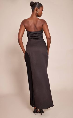 Black Robe Maxi Tissée À Détail Plissé | Taille 42 - PrettyLittleThing - Modalova