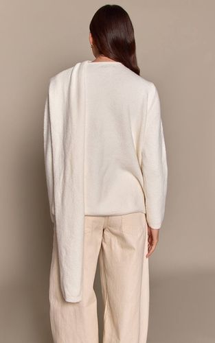 Cream Synthétiquell Surdimensionné En Maille Avec Détail Écharpe Drapée | Taille XS - PrettyLittleThing - Modalova