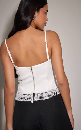 Cream Top Long À Baleines Et Perles | Taille 42 - PrettyLittleThing - Modalova