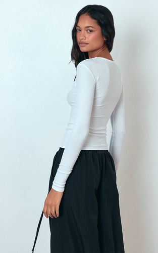 White Haut À Manches Longues Col Rond En Maille Côtelée Douce | Taille 42 - PrettyLittleThing - Modalova
