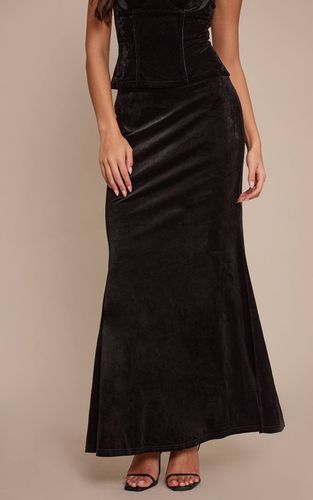Black Jupe Longue Fluide En Velours | Taille 42 - PrettyLittleThing - Modalova