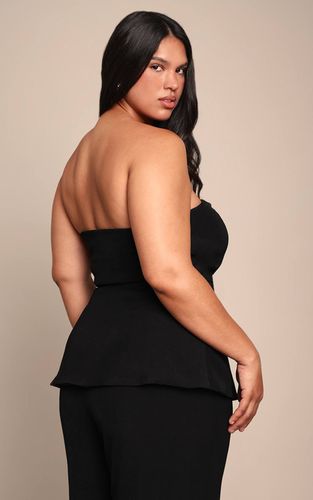 Black Top Bandeau Grande Taille Tissé Avec Lien À La Taille | Taille 44 - PrettyLittleThing - Modalova