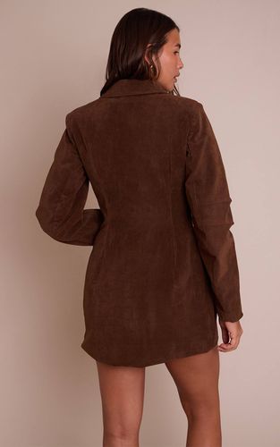 Brown Robe Blazer Effet Daim Imprimé Croco | Taille 42 - PrettyLittleThing - Modalova
