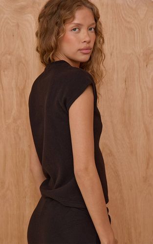 Black Haut À Manches Courtes En Maille Côtelée | Taille 32 - PrettyLittleThing - Modalova