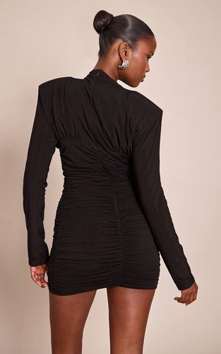 Black Robe Moulante À Manches Longues Froncée | Taille 32 - PrettyLittleThing - Modalova