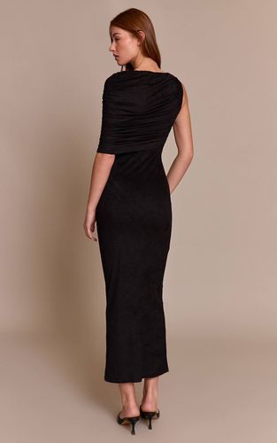 Black Robe Longue Moulante Asymétrique En Synthétique Avec Drapé | Taille 42 - PrettyLittleThing - Modalova