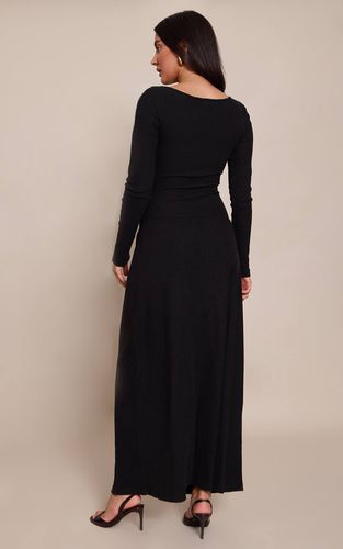 Black Robe Maxi À Manches Longues Avec Ourlet Asymétrique | Taille 32 - PrettyLittleThing - Modalova