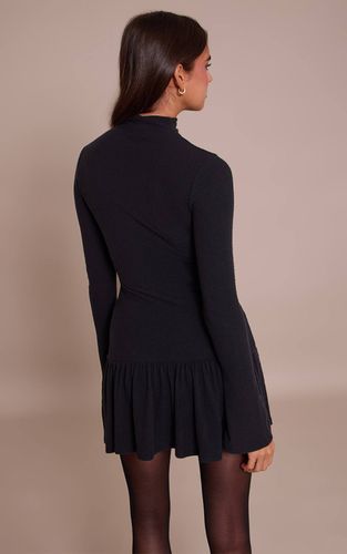 Black Robe Droite À Col Montant Et Manches Longues En Maille Côtelée Brossée | Taille 42 - PrettyLittleThing - Modalova