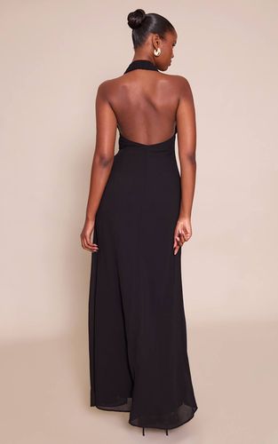 Black Robe Maxi En Mousseline Avec Nœud | Taille 32 - PrettyLittleThing - Modalova
