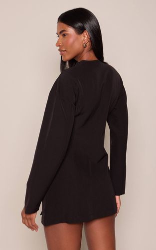 Black Robe Blazer Droite Boutonnée En Biais | Taille 42 - PrettyLittleThing - Modalova