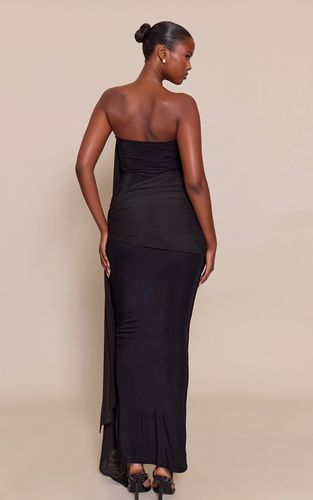 Black Robe Maxi Moulante Drapée Avec Écharpe Fluide | Taille 42 - PrettyLittleThing - Modalova