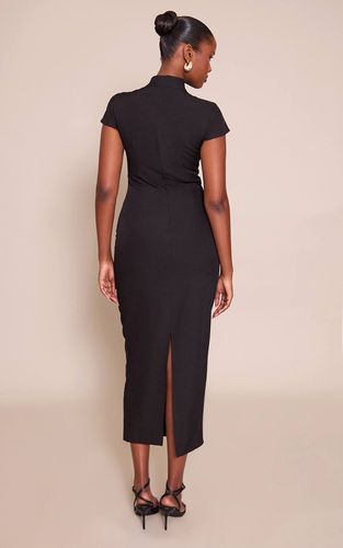 Black Robe Midaxi Tissée À Manches Courtes | Taille 32 - PrettyLittleThing - Modalova