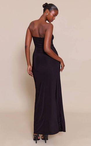 Black Robe Maxi Moulante Froncée Avec Détail Drapé | Taille 36 - PrettyLittleThing - Modalova
