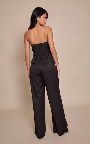 Black Combinaison-pantalon Droite Ajustée À Bandeau | Taille 42 - PrettyLittleThing - Modalova