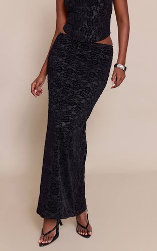 Black Jupe Longue En Velours Dentelle Taille Mi-haute Ensemble Coordonné | Taille 42 - PrettyLittleThing - Modalova