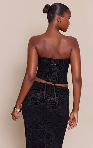 Black Ensemble Haut Corset En Velours Dentelle | Taille 36 - PrettyLittleThing - Modalova
